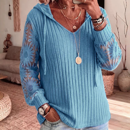 👚Women's Hooded Sweater — Chic Lace Sleeve