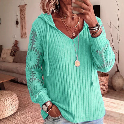 👚Women's Hooded Sweater — Chic Lace Sleeve
