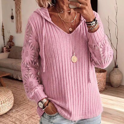 👚Women's Hooded Sweater — Chic Lace Sleeve