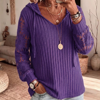 👚Women's Hooded Sweater — Chic Lace Sleeve
