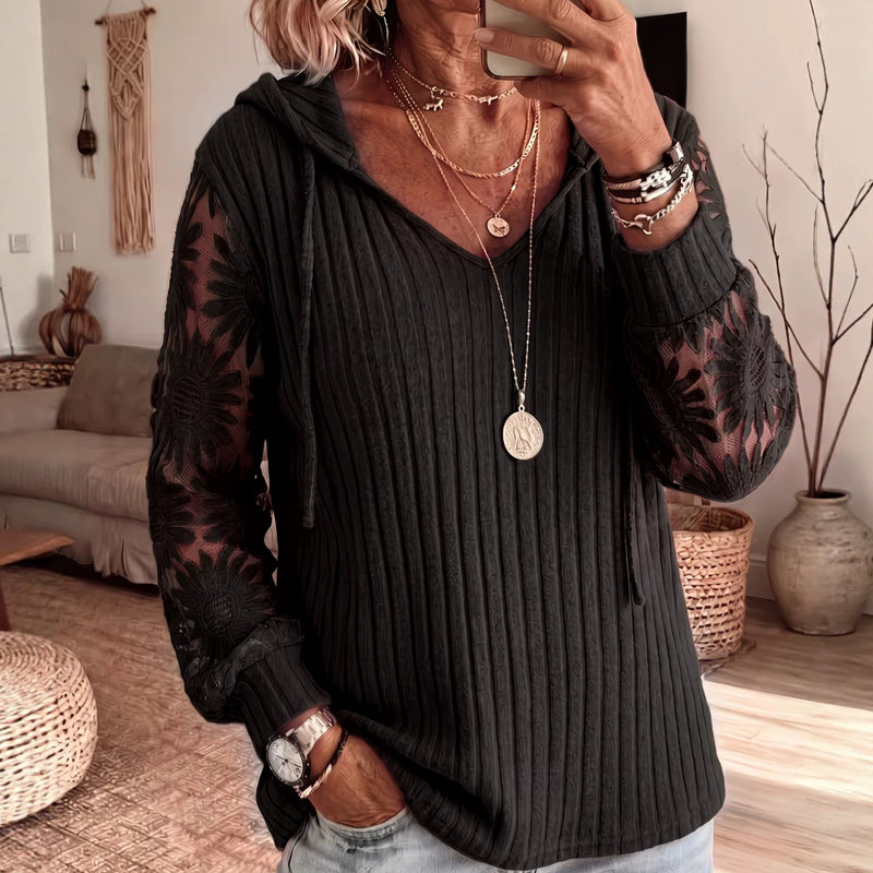 👚Women's Hooded Sweater — Chic Lace Sleeve