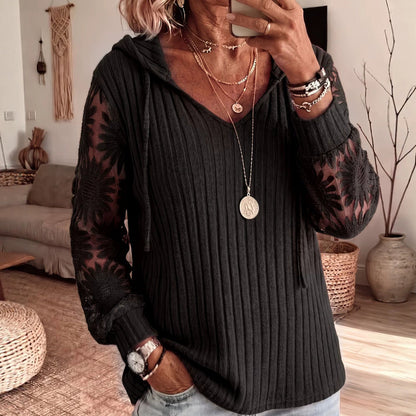 👚Women's Hooded Sweater — Chic Lace Sleeve