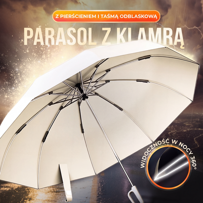 🌂Parasol z klamrą pierścieniową i odblaskowym paskiem