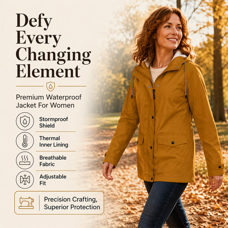 🏔️❄️Seasonal Sale – 50% Off! 💦Women's Plush-Lined Windproof Hooded Jacket