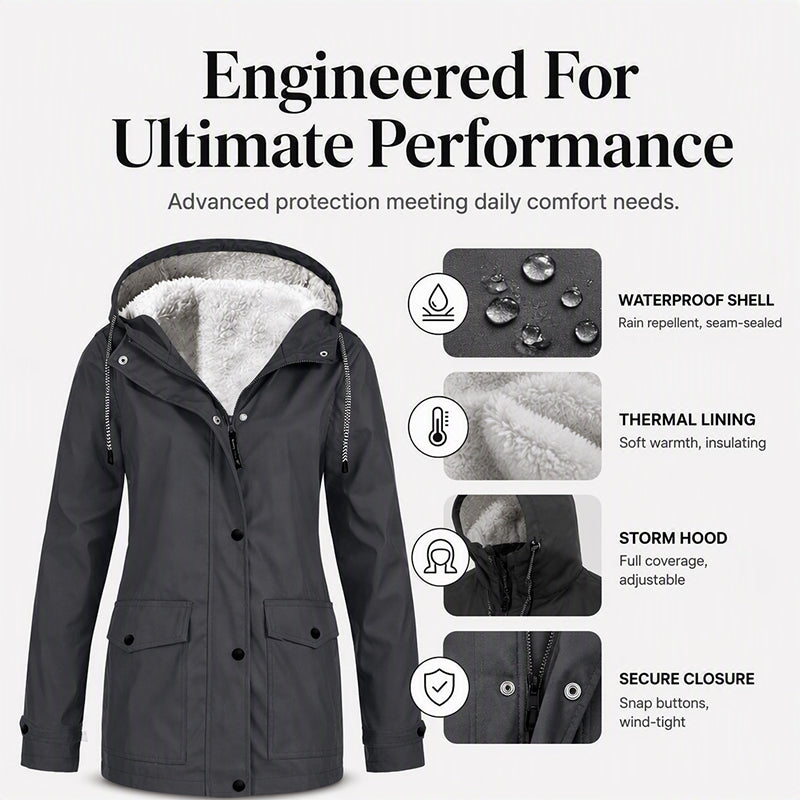 🏔️❄️Seasonal Sale – 50% Off! 💦Women's Plush-Lined Windproof Hooded Jacket