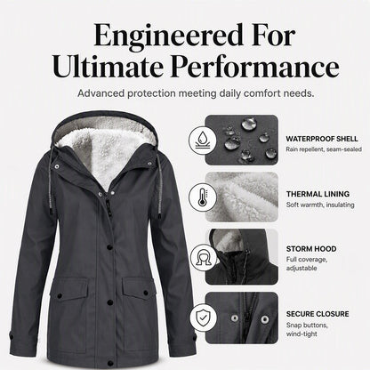 🏔️❄️Seasonal Sale – 50% Off! 💦Women's Plush-Lined Windproof Hooded Jacket