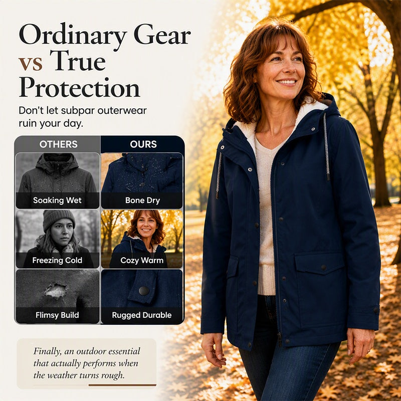 🏔️❄️Seasonal Sale – 50% Off! 💦Women's Plush-Lined Windproof Hooded Jacket