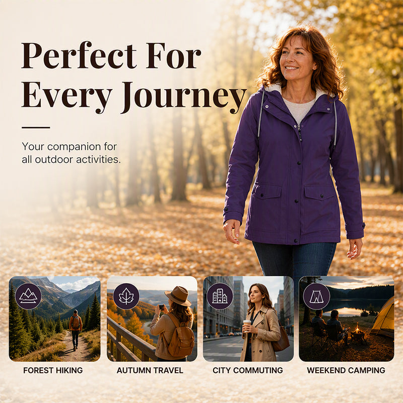 🏔️❄️Seasonal Sale – 50% Off! 💦Women's Plush-Lined Windproof Hooded Jacket