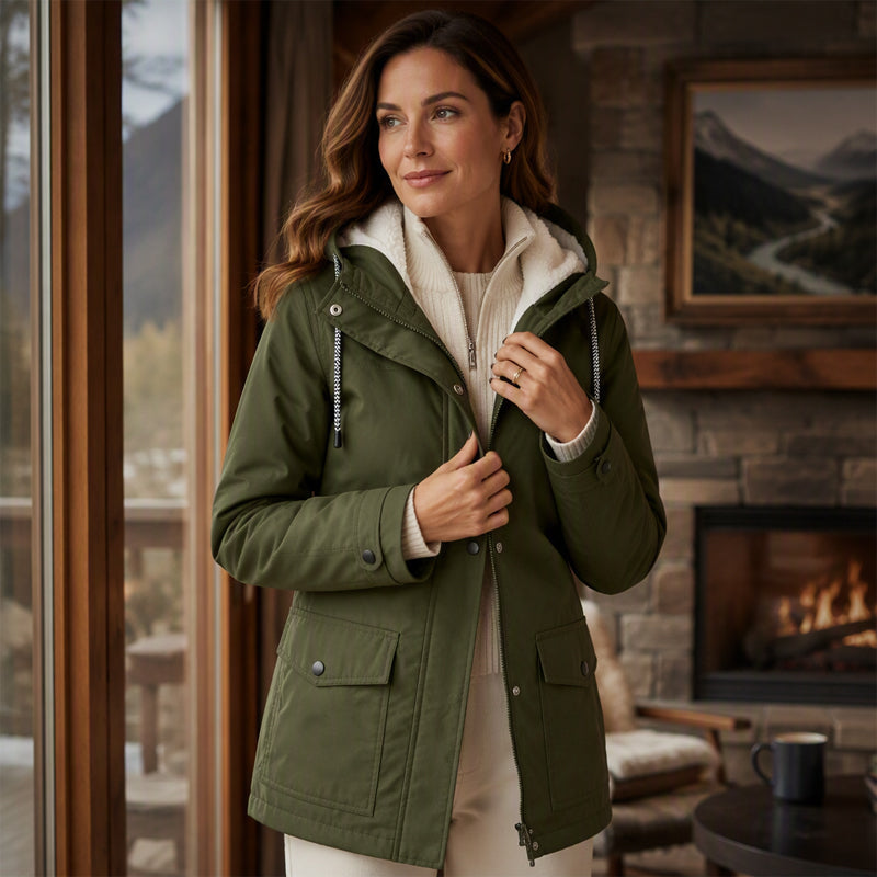 🏔️❄️Seasonal Sale – 50% Off! 💦Women's Plush-Lined Windproof Hooded Jacket