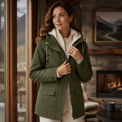 🏔️❄️Seasonal Sale – 50% Off! 💦Women's Plush-Lined Windproof Hooded Jacket