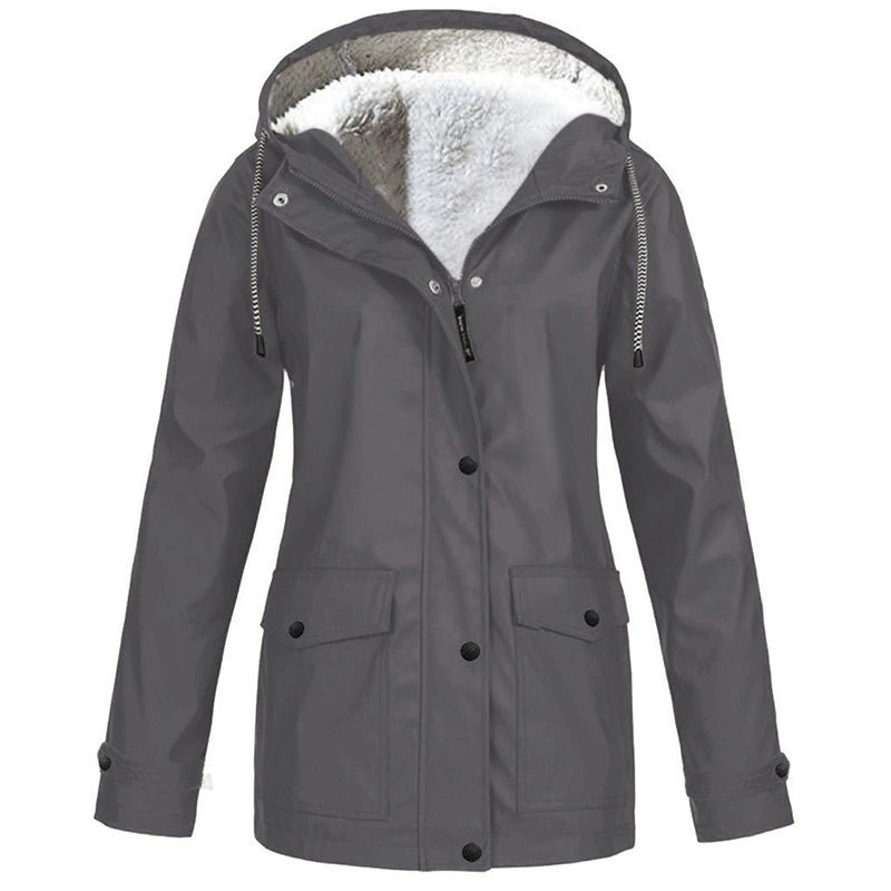 🏔️❄️Seasonal Sale – 50% Off! 💦Women's Plush-Lined Windproof Hooded Jacket