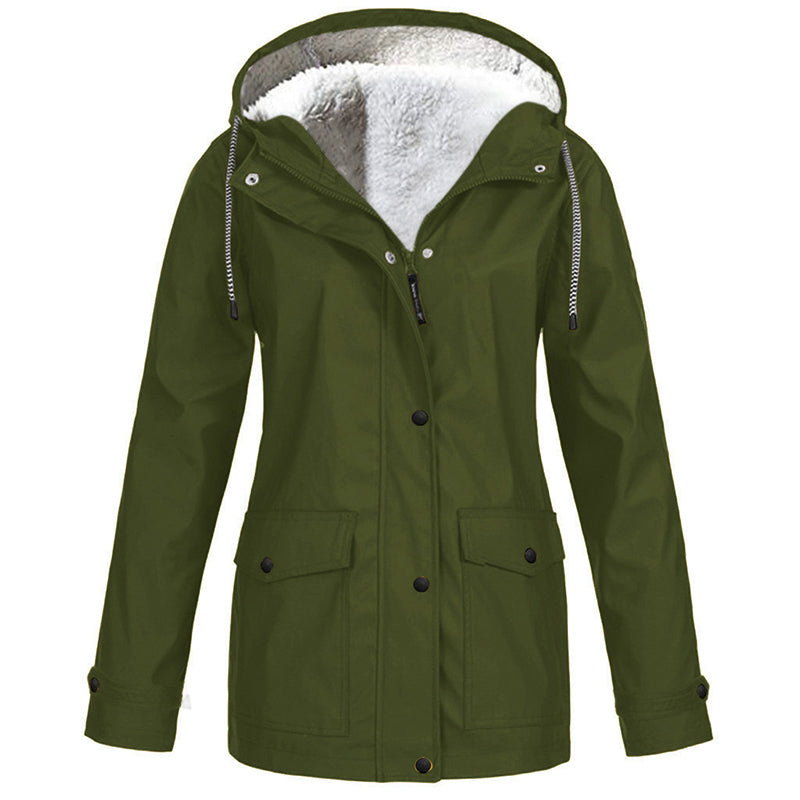 🏔️❄️Seasonal Sale – 50% Off! 💦Women's Plush-Lined Windproof Hooded Jacket