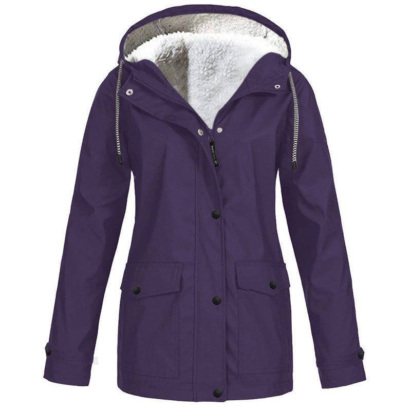 🏔️❄️Seasonal Sale – 50% Off! 💦Women's Plush-Lined Windproof Hooded Jacket