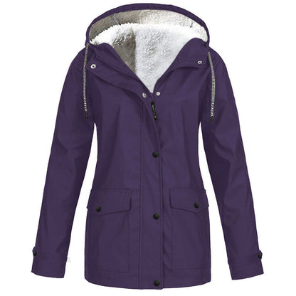 🏔️❄️Seasonal Sale – 50% Off! 💦Women's Plush-Lined Windproof Hooded Jacket