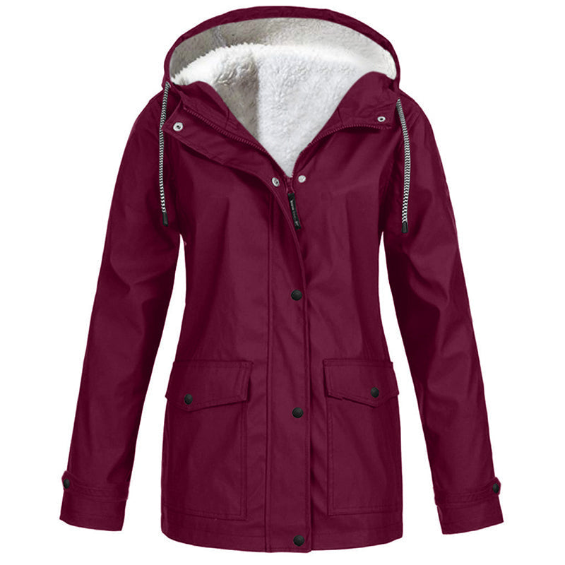 🏔️❄️Seasonal Sale – 50% Off! 💦Women's Plush-Lined Windproof Hooded Jacket