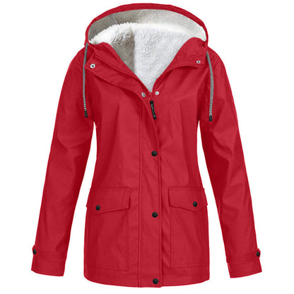 🏔️❄️Seasonal Sale – 50% Off! 💦Women's Plush-Lined Windproof Hooded Jacket