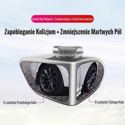 🚗👁️Lusterko martwego pola z podwójną soczewką, regulowane w zakresie 360° – szeroki kąt widzenia, widok na krawędź koła i uniwersalny montaż – idealny wybór do bezpiecznego parkowania 🛡️