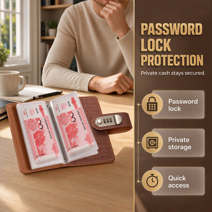 🎁 PU leather ring-bound notebook with a 3-digit resettable combination lock ✉️💸 Large capacity, ideal for storing cash and valuables