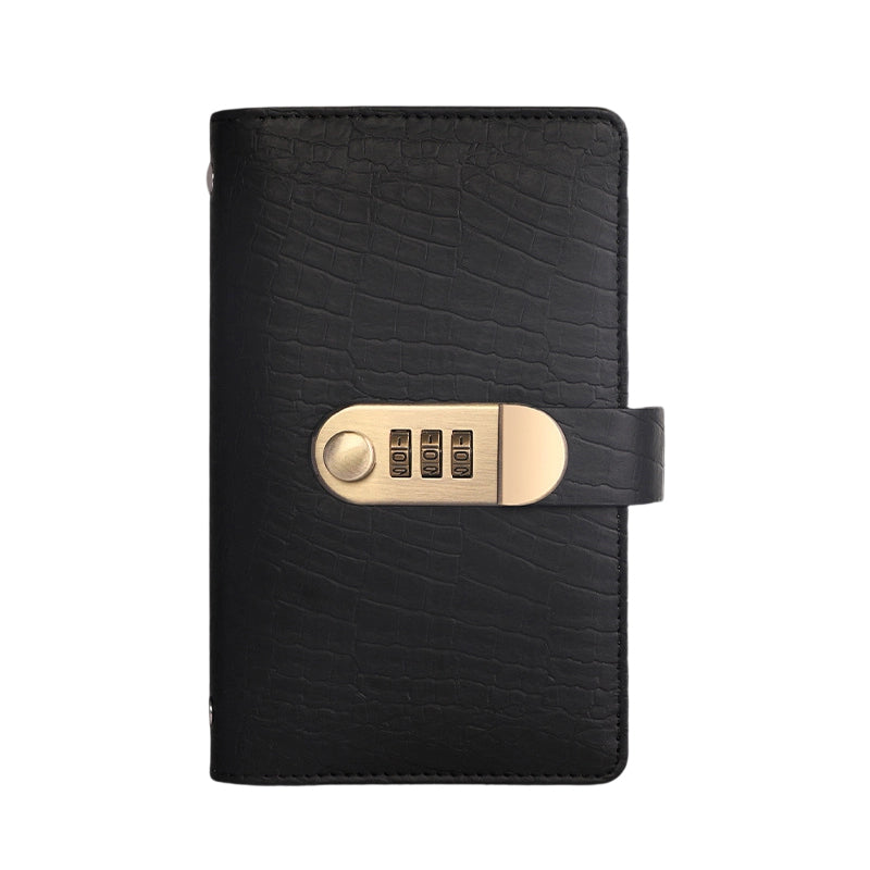 🎁 PU leather ring-bound notebook with a 3-digit resettable combination lock ✉️💸 Large capacity, ideal for storing cash and valuables