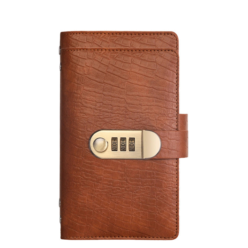 🎁 PU leather ring-bound notebook with a 3-digit resettable combination lock ✉️💸 Large capacity, ideal for storing cash and valuables