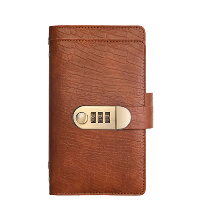 🎁 PU leather ring-bound notebook with a 3-digit resettable combination lock ✉️💸 Large capacity, ideal for storing cash and valuables
