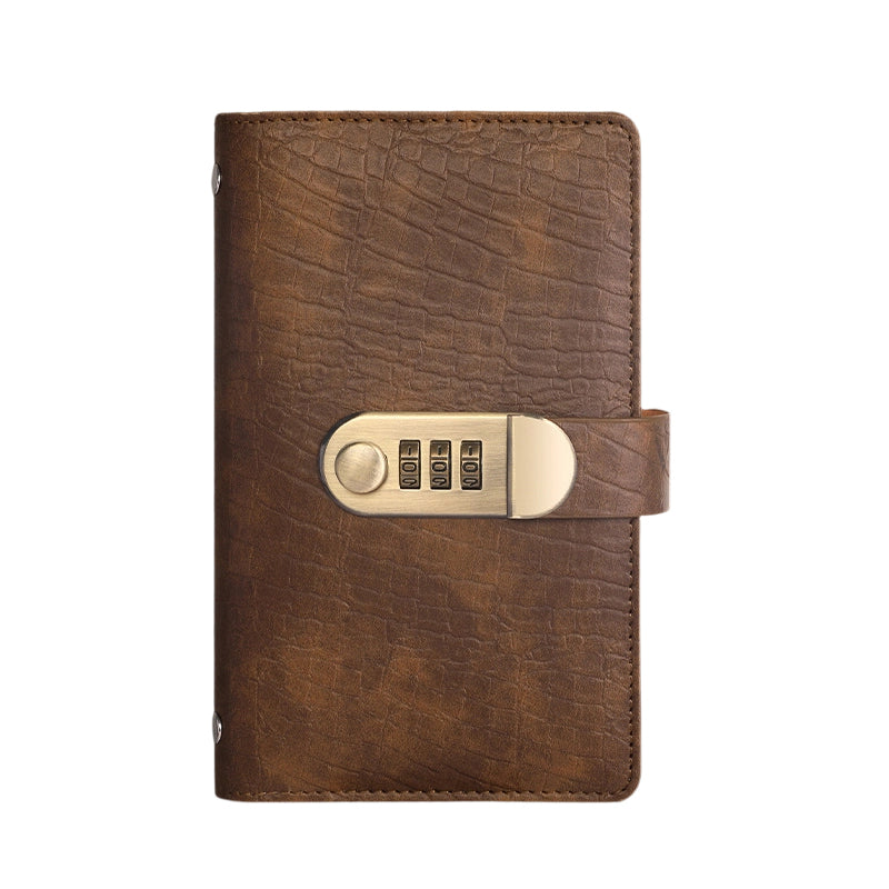 🎁 PU leather ring-bound notebook with a 3-digit resettable combination lock ✉️💸 Large capacity, ideal for storing cash and valuables