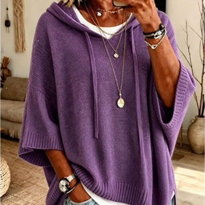🔥Women's Hooded Drawstring Knit Pullover