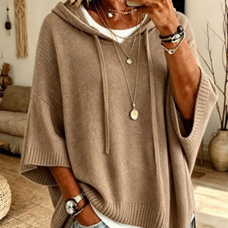 🔥Women's Hooded Drawstring Knit Pullover