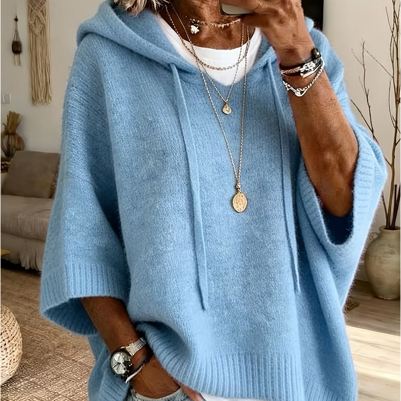 🔥Women's Hooded Drawstring Knit Pullover