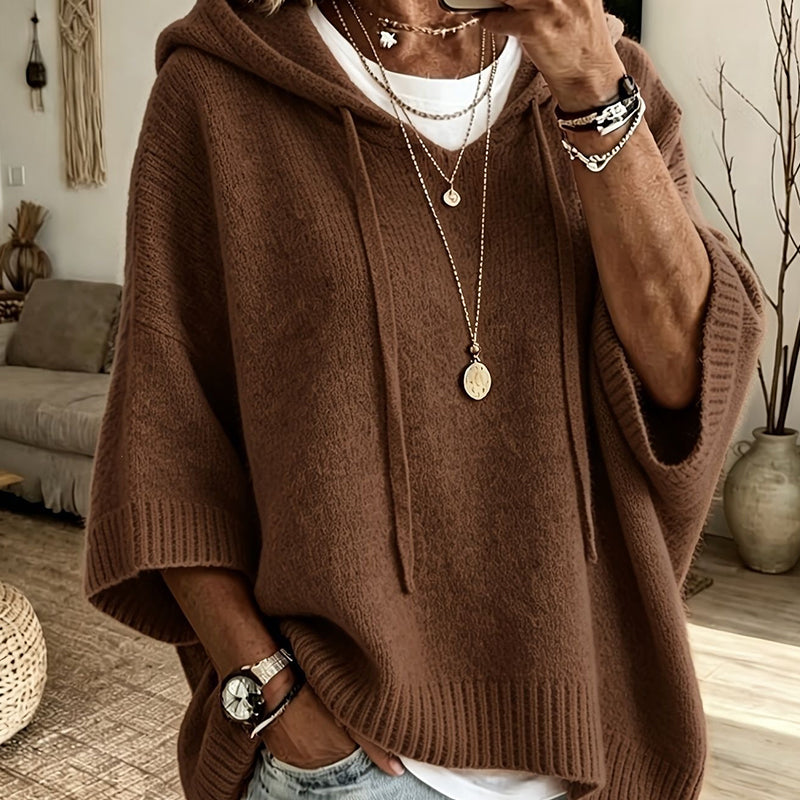 🔥Women's Hooded Drawstring Knit Pullover
