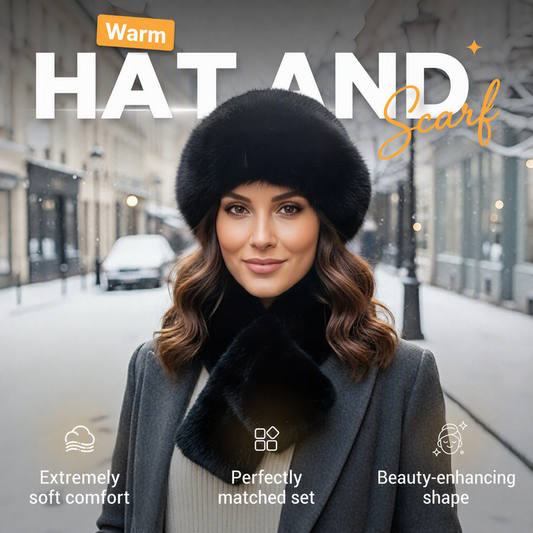 🌸Hot Sale 50% OFF🎩 Winter Plush Scarf & Hat Set –Full Head & Neck Coverage, Blocks Severe Cold