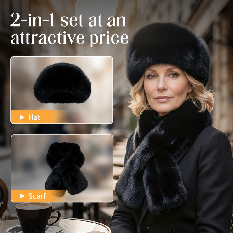 🌸Hot Sale 50% OFF🎩 Winter Plush Scarf & Hat Set –Full Head & Neck Coverage, Blocks Severe Cold