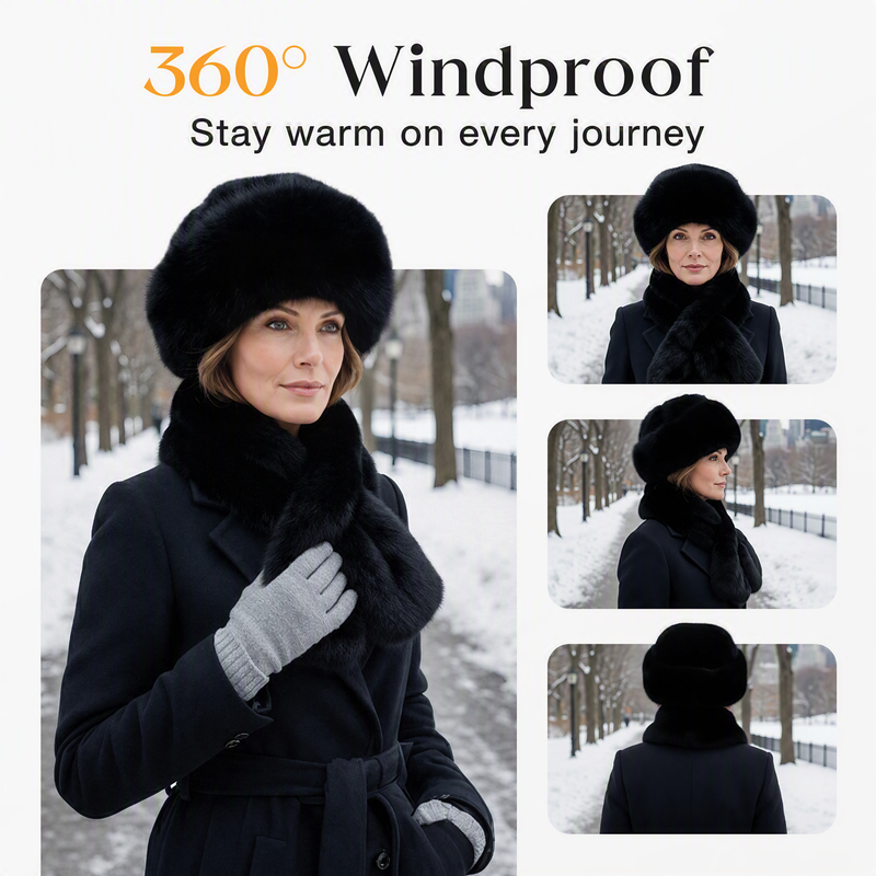 🌸Hot Sale 50% OFF🎩 Winter Plush Scarf & Hat Set –Full Head & Neck Coverage, Blocks Severe Cold