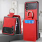 Magnetic Lychee Leather Flip Card Holder Case with Ring for Samsung Flip4 Flip3 5G