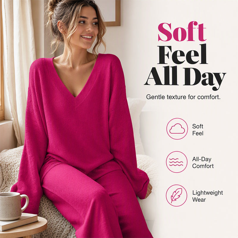 Hot Sale 50% OFF💖Women's Knit V-Neck Sweater & Wide-Leg Pants Set