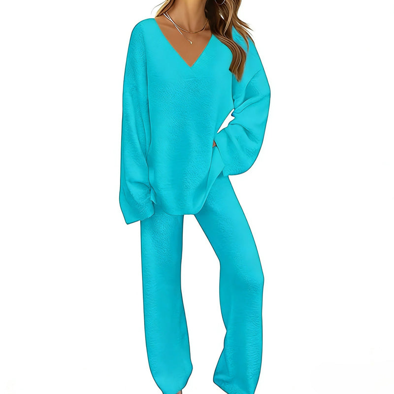 Hot Sale 50% OFF💖Women's Knit V-Neck Sweater & Wide-Leg Pants Set