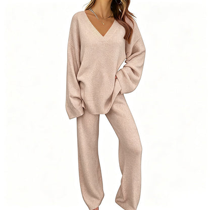 Hot Sale 50% OFF💖Women's Knit V-Neck Sweater & Wide-Leg Pants Set