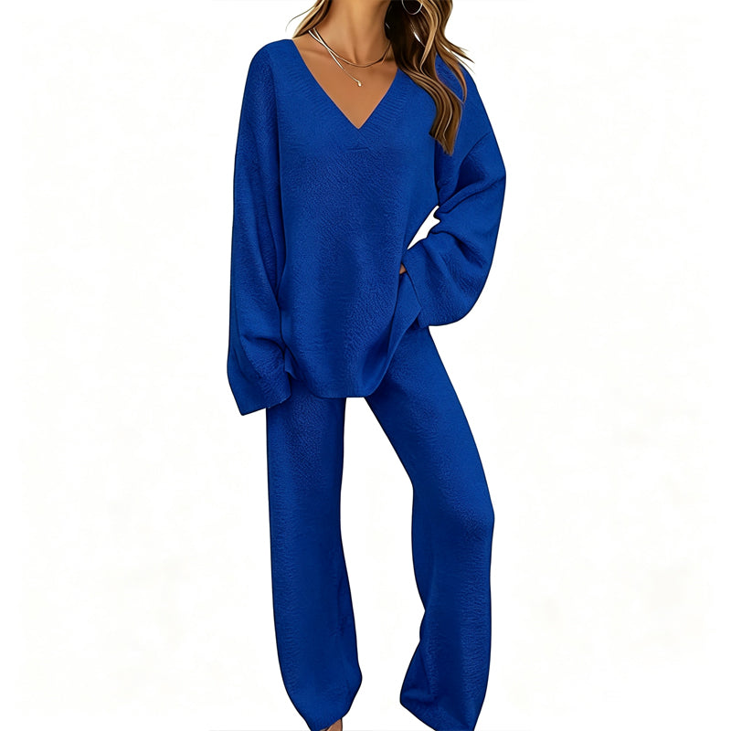 Hot Sale 50% OFF💖Women's Knit V-Neck Sweater & Wide-Leg Pants Set