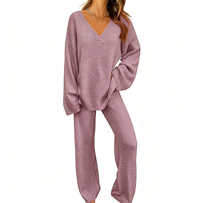 Hot Sale 50% OFF💖Women's Knit V-Neck Sweater & Wide-Leg Pants Set