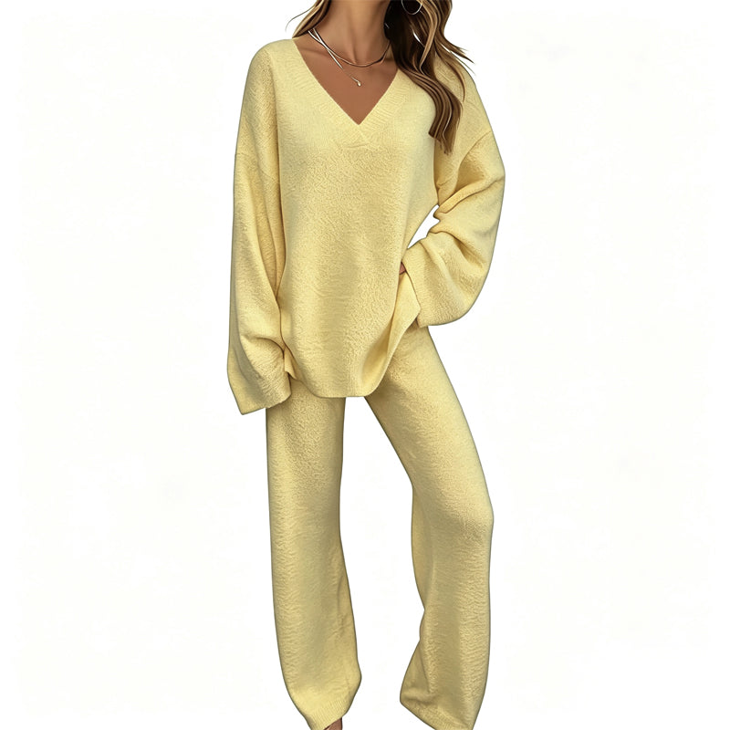 Hot Sale 50% OFF💖Women's Knit V-Neck Sweater & Wide-Leg Pants Set
