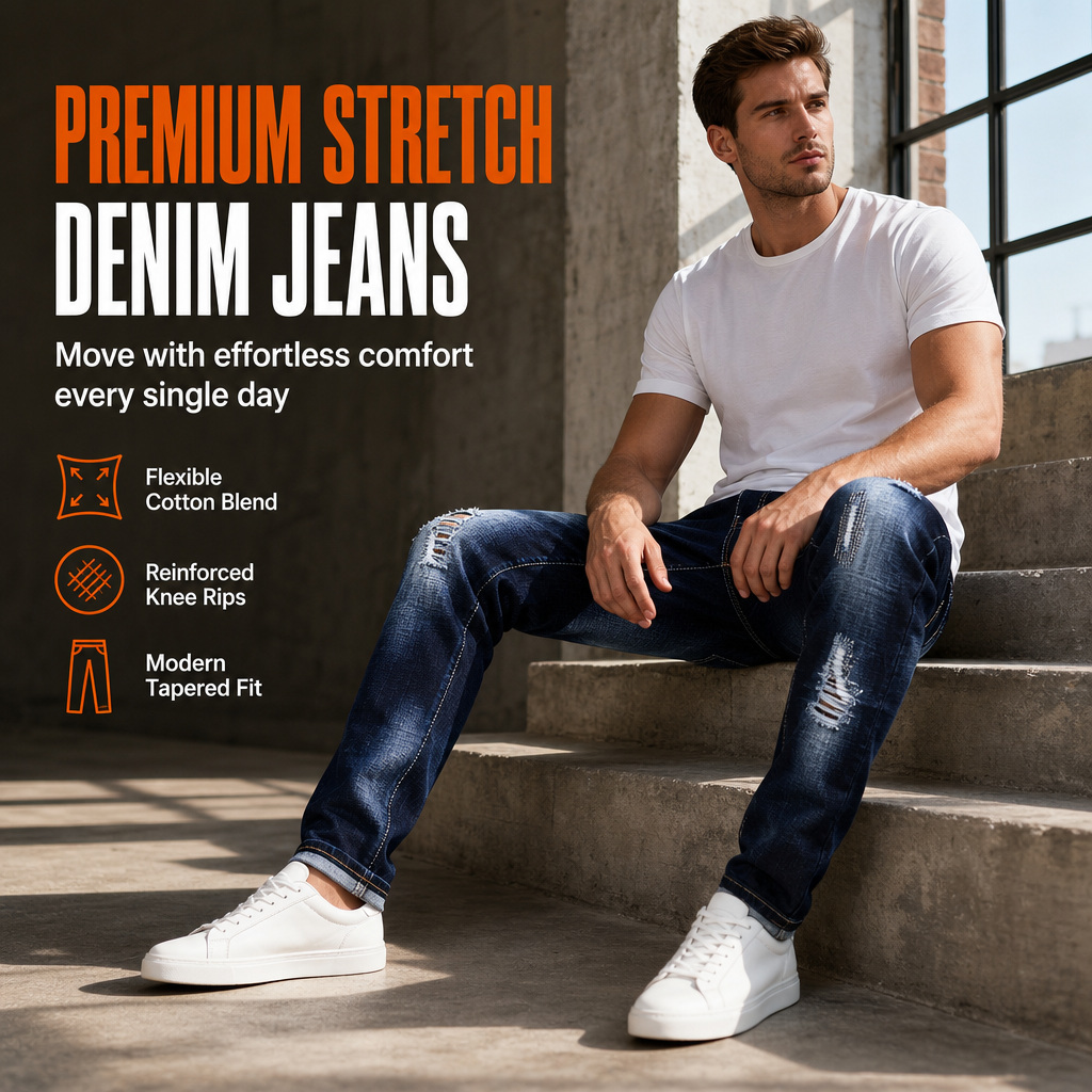 🔥50% off for a limited time🔥Men's Stretch Slim Fit Ripped Jeans
