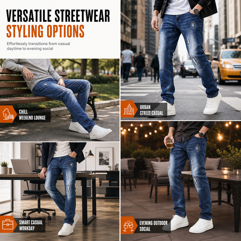 🔥50% off for a limited time🔥Men's Stretch Slim Fit Ripped Jeans