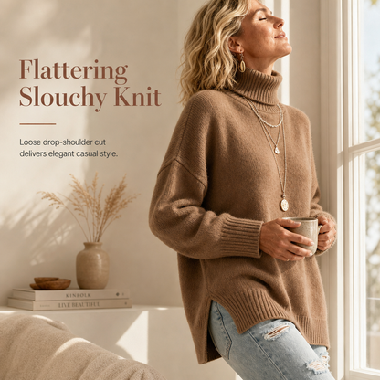 🔥Women's Loose Fit Knit Turtleneck Sweater