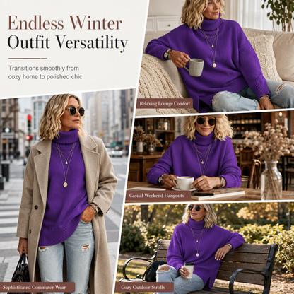 🔥Women's Loose Fit Knit Turtleneck Sweater