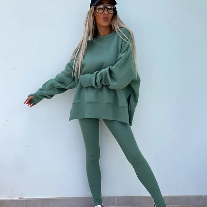 🔥Women's Long Sleeve Printed Sweatshirt and Leggings 2-piece Set