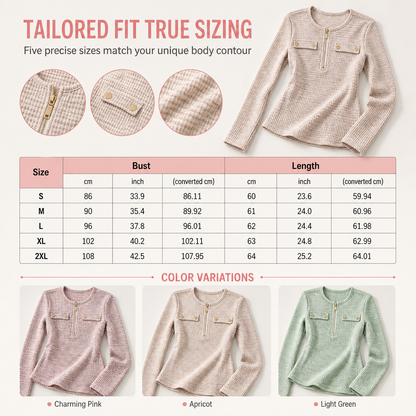 💖Women's Long Sleeve V-Neck Half Zip Knit Top