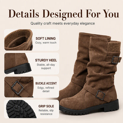 👢Women's Faux Suede Warm-Lined Mid-Calf Boots