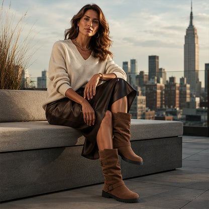 👢Women's Faux Suede Warm-Lined Mid-Calf Boots