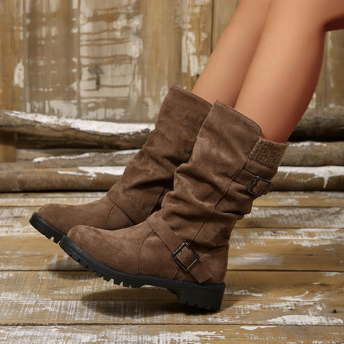 👢Women's Faux Suede Warm-Lined Mid-Calf Boots