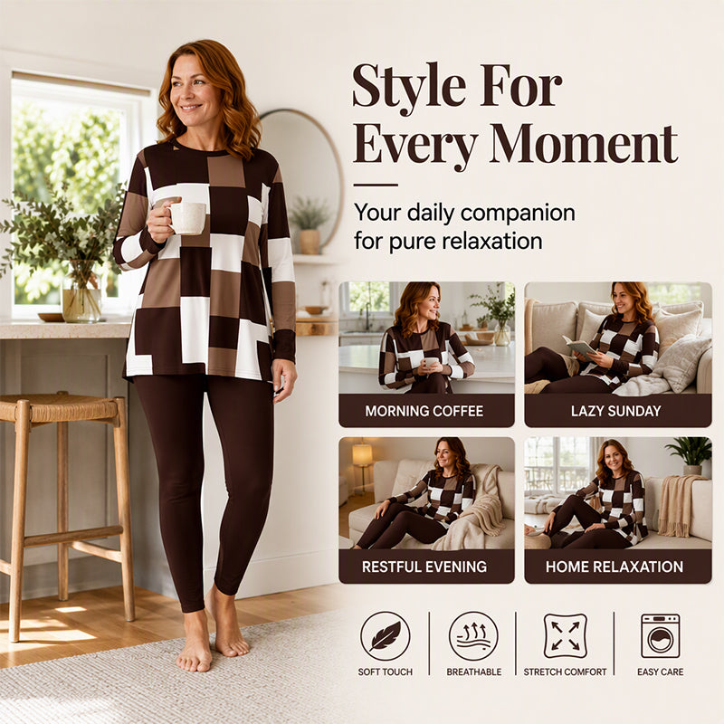 🔥Women's Printed Long Sleeve Top & Leggings Set